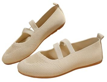 Womens Ballet Flats UK Clearance, Pointed Toe Knit Shoes Solid Color Pumps Ladies Casual Wear Simple Flat Shoes Closed Toe Ballerina Pumps Comfortable Walking Loafers Slider Lightweight Footwear