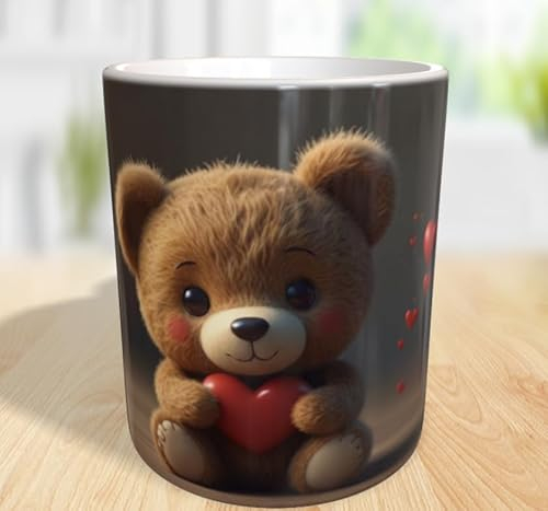 Wunderschöne Kaffeetasse (330ml) Bärchen Teddy mit Herz Liebe Teddy Bär Geschenk Liebe Partner Herzen Freund Freundin süß Geburtstag Jahrestag Cup Mug