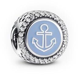 Pandora Moments Charm Home & Anchor aus Sterling Silber mit Zirkonia, Kompatibel Moments Armbändern, 792016CZ_E038
