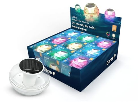Garza - Burbuja Luz Solar Multicolor RGB para piscinas, fuentes, acuarios, IP67 Sumergible, Carga 8h-10h, 3 Modos de iluminación (Blanca, cálida, RGB)