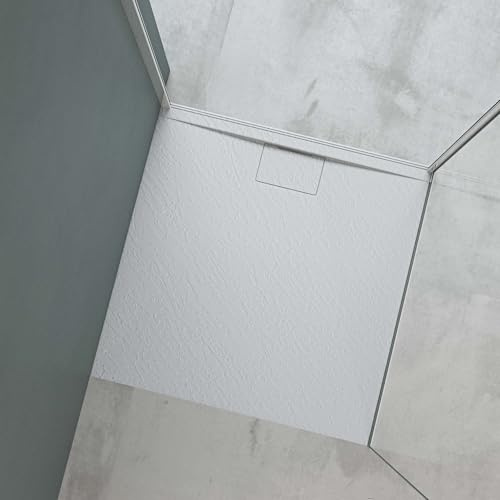 Mai & Mai Duschtasse Duschwanne aus Mineralguss BxTxH: 90x90x3 cm Mineralgusswanne in Weiß DIN-Anschlüsse inkl. Ablaufgarnitur Geoma07