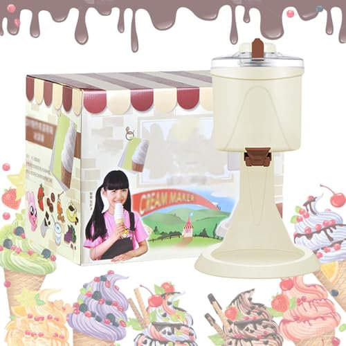 YLANMEI 1000ml Italian Ice Cream Machine, Home Soft Ice Cream Making Machine, Mini Small Automatic Yogurt Cone Machine