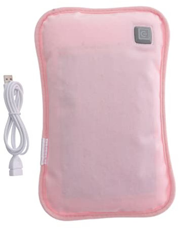 Hoement Handwärmer Wärmflasche USB Aufladbar Plüschbezug Elektrisch Kleine Heizkissen Tragbare Handwärmtasche Kleiner Wasserflasche Dunkelrosa für Winter Kinder Erwachsene