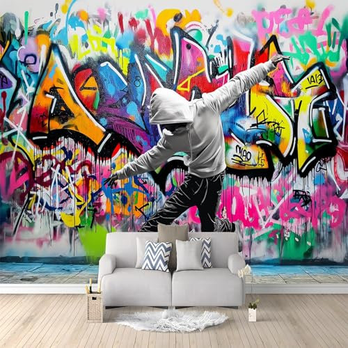 Papier peint intissé 200 x 140 cm Mural Violet et Blanc Tapisserie Photo Peinture Murale Graffiti Décoration Convient pour la décoration du salon et de la chambre