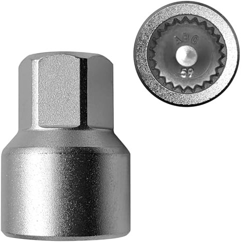 Écrou de roue - Adaptateur de clé à douille - Outil pour enlever les écrous de roue pour antivol - Clé de rechange - Compatible avec Porsche 59