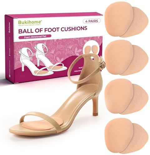 Bukihome Cuscinetti Metatarsali - 8 Pezzi Cuscinetti per Scarpe，Specialista in tacchi alti e sandali, allevia il dolore causato dall'attrito sui piedi,Rosa