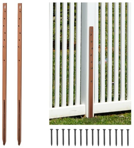 GROWNEER 2PCS Timber Fence Post Repair Stakes Kit 75cm (29.5) Heavy Duty Fence Post Stakes Ground Spike Reinforces and Repairs Damaged or Broken Post(to fix 1 Broken Wood Post)