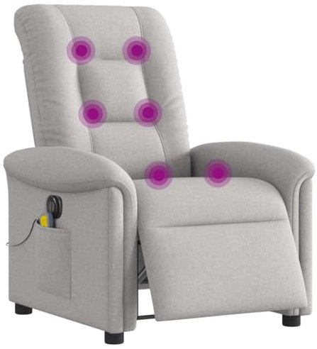 vidaXL Massagesessel Elektrisch Wolkengrau Stoff