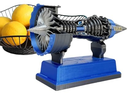 Aeronautical Engine Model - Realistic Engine Model Display | Vintage Airplane Decor Naive Decorations | Aeronautical Engine Construction Kit With Rotating Fan | Collezion