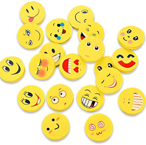 HABNI 60 Stück Radiergummi für Kinder, Smiley Lustige Reifen, Emoticon Radiergummi, für Party Kinder Geburtstag Taufe Weihnachten Geschenk, zufällige Stile