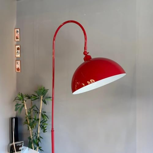 bamyum Gorkiede Metall, Moderne, Stehlampe Wohnzimmer, Schlafzimmer, Kinderzimmer mit E27 Fassung, 30 cm Breit, verstellbarer Lampenschirm, Stehleuchte, Rot