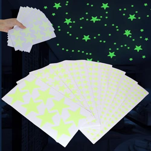 810PCS Leuchtsterne Kinderzimmer, selbstklebende Glow in the Dark Wandaufkleber Sterne für Schlafzimmer, Wohnzimmer und Decke, Sternenhimmel Sticker als Einschlafhilfe und Wanddeko