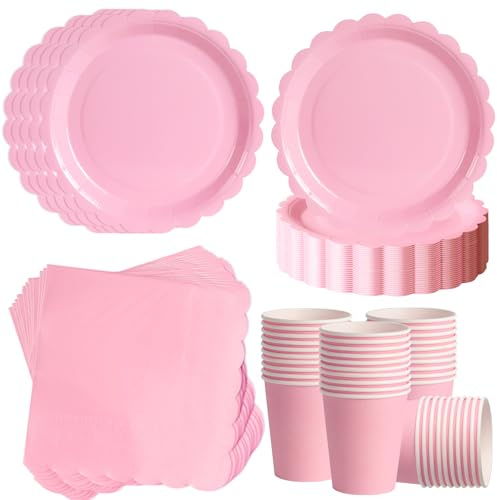 120 Pezzi Rosa Chiaro stoviglie per feste di compleanno per 40 Ospiti