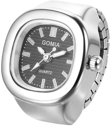 Lancardo Ringuhr Fingeruhr Elastische Damen: Rechteckige Analoge Quarzuhr Fingerringuhr mit Balkenskala Edelstahl Stretchband Ring Uhr Uhrenring Damenuhren Geschenke für Frauen Mädchen