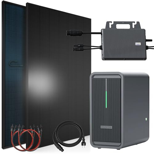 SUNNIVA® 920W Balkonkraftwerk mit 2,24 kWh Speicher MARSTEK B2500-D, BIFAZIAL FULLBLACK komplett Steckdose, PV Solaranlage Komplettset mit Solarspeicher, 2x 460W N-Type Glas-Glas Bifacial Module