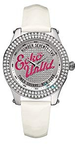 Marc Ecko Ladies Watch E10038M2 with Rollie Silver Dial and White Patent Strap