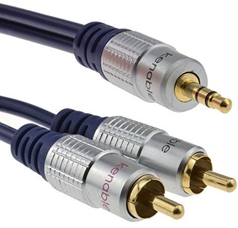 kenable Pure HQ OFC 3.5mm Stereo Jack to 2 RCA Phono Plugs Cable Gold 1.5m
