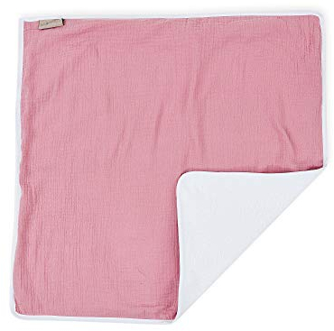 KraftKids Wickeltischunterlage Musselin rosa, Windelmatte aus 100% Baumwolle, wasserundurchlässige Reise-Wickelunterlage
