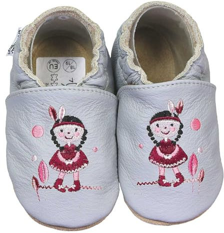HOBEA-Germany Krabbelschuhe für Jungs und Mädchen in verschiedenen Designs 26/27 (30-36 Mon), Mädchen Grau