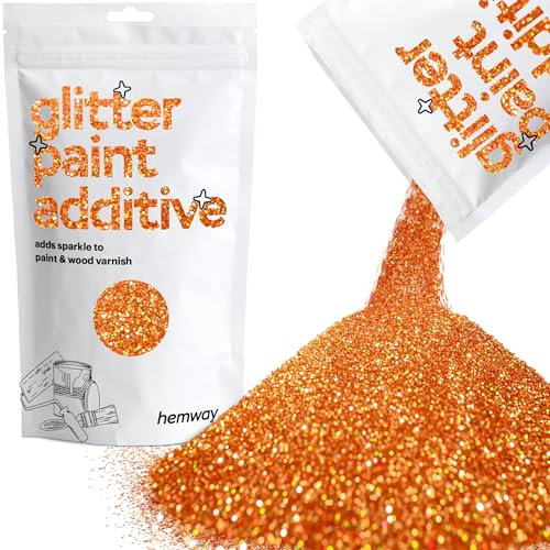 Hemway Glitter Paint Additive - Copper Holographic | Metallic Flakes for Adding Sparkle to Paints & Wood Varnish | Add to Emulsion, Acrylic & Latex for Indoor Sparkly Walls | 100 g