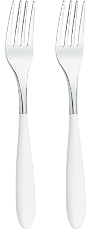 Grunwerg 2DF650W Yin & Yang Dessert Forks, 18/10 Stainless Steel, White
