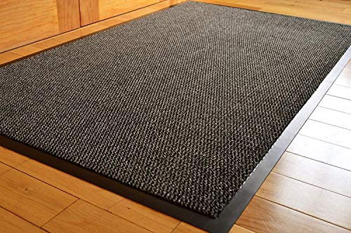 TrendMakers DOOR MATS BIG EXTRA LARGE (GREY & BLACK) DIRT TRAPPER BARRIER MAT RUBBER EDGED HEAVY DUTY NON SLIP KITCHEN ENTRANCE HALL RUNNER RUG MATS 80x200CM | POLYPROPYELNE PILE