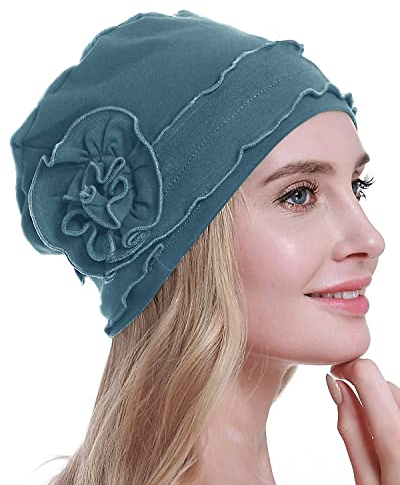 osvyo Chemo Kopfbedeckung für Damen,Turban Mütze für Frauen, Krebs Beanie Haarausfall versiegelte Verpackung Cerulean BLAU