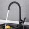 Hoomtaook Wasserhahn Küche Mischbatterie Küche Single Lever Um 360° Drehbar Messing Sprühfarbe Warm und Kaltes Wasserhahn Adapter 3/8und 1/2 Schwarz