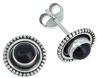 Ohrstecker 925 Silber Onyx schwarzer Stein Edelstein Ohrringe echt Silber Damen Sterling Silber Stecker Geschenk(MOS-080-03)