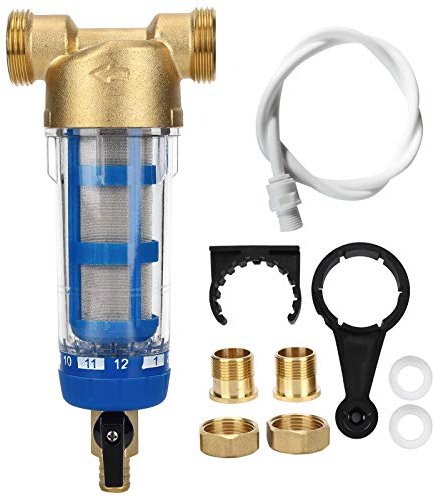 Spin-Down-Wasserfilter, Wiederverwendbarer 50-Mikron-Vorfilter-Wasserreiniger Zubehör für Stadt- / Brunnenwasser G1 (1 Zoll) MNPT + G3 / 4 (6 Punkte) FNPT
