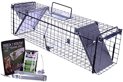 NAJDER Kastenfalle 102x17x20 cm Zwei Klappen + Jagdführer Grundfutter Mausefalle Lebendfalle Starkes Drahtgeflecht Rattenfalle Haustierfreundlich verzinkt (102x17x20 Zwei klappen)