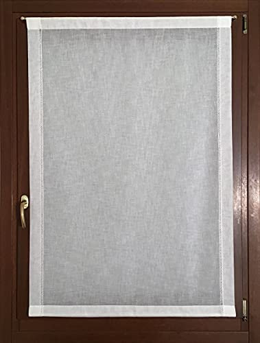 Tende tendine a pannello a vetro per finestra e porta su misura larghezza da 30 a 120 tessuti bianco effetto lino lunghezza personalizzata art.sonia (80x135 cm)