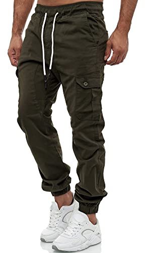 Tazzio Herren Cargohose 16610 – Cargo Jogger Chino Hose Regular Fit mit Stretch Baumwollmischung – Freizeit Jeanshose Khaki 3XL