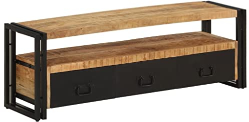 vidaXL TV Schrank Lowboard TV Möbel Fernsehschrank Fernsehtisch TV Board Fernsehmöbel HiFi Schrank Wohnzimmer 120x30x40cm Massivholz Mango