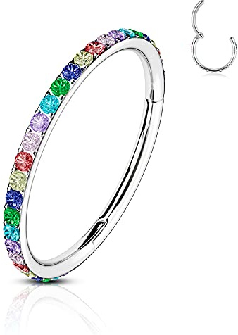 CM Crareesi Mania Ohrring Damen Piercing Ohr 16G/18G/20G Conch Piercing Ring Helix Piercings Chirurgenstahl Nasenpiercing Creolen Nasenring Daith Rook Tragus Piercing Schmuck Regenbogen Zirkonia