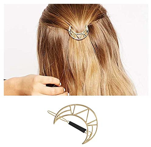 Erimberate Pince à cheveux bohème croissant de lune creuse - Barrette à cheveux géométrique demi-lune - Épingle à cheveux dorée - Accessoire décoratif en métal - Bijoux pour femmes et filles