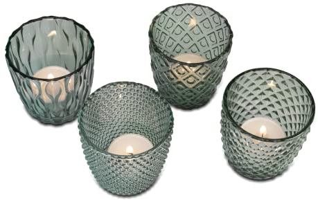 4er Set Glas-Teelichthalter