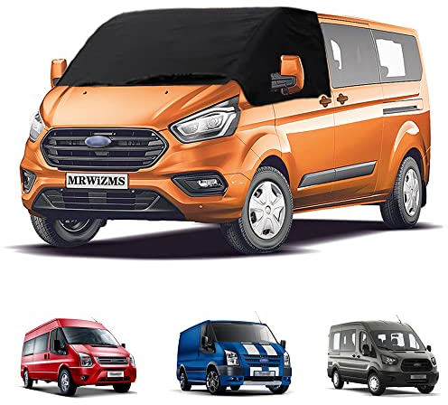 Windschutzscheibenabdeckung Ford Transit Custom, Frontscheibenabdeckung, 600D Oxford Sonnenschirm, Winddicht Frontscheibenabdeckung Auto, Wasserdicht, Wetterfest, UV-beständig, Sichtschutz