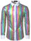 JOGAL Herren Langarm Pailletten Kleid Glitzer Hemd 70er Disco Party Kustüm Weiß Mehrfarbig XX-Large
