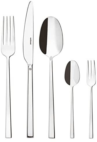 Sambonet Rock 52562-G6 - Set di Posate da Tavola monoblocco in acciaio inox 18/10, per 6 persone, 30 pezzi: 6 forchette, 6 cucchiai, 6 coltelli, 6 cucchiaini da tè, 6 forchette dolce