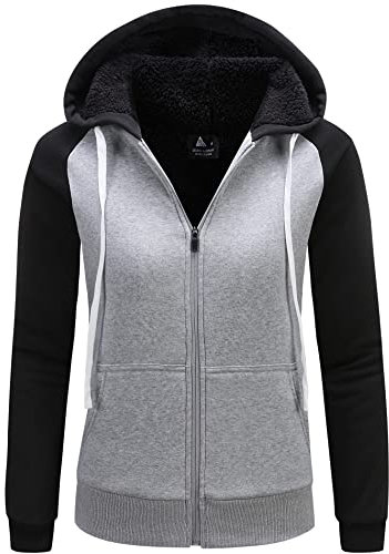 GEEK LIGHTING Sweatjacke Damen Gefüttert Kapuzenpullover Damen Winter Fleecejacke mit Kapuze Warm Einfarbig Sweatshirt Hoodie Zip Kapuzenjacke mit Reißverschluss M-2XL