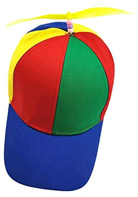 Harilla Propeller-Hut, Regenbogen-Zylinder, bunte Kinder-Kostüm-Hüte, Regenbogen-, Sonnenhut, Baseball-Kappe, Helikopter-Kappen für lässige Kostüme für, blaue Krempe