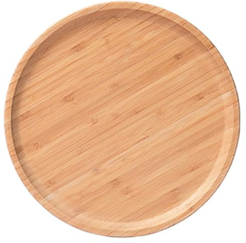 Bambus Serviertablett, Holz Tablett Küchentablett Servierplatte Frühstückstablett für Frühstück Eine runde bambusrunde mit 25 zentimetern auch kreisförmige Snacks, die gewürze, Natur (25 * 25 * 2cm)