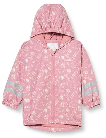 Playshoes Fodera in pile della giacca antipioggia, Giacca antipioggia impermeabile Unisex - Bambini e ragazzi, animali della foresta rosa, 92