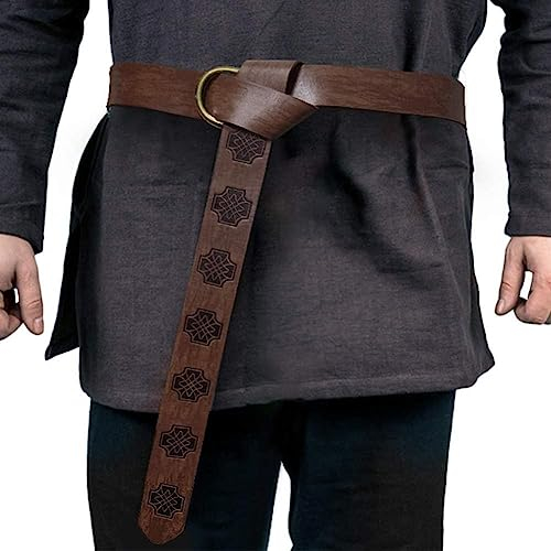 JAOYU Mittelalterlicher Wikingergürtel Leder Renaissance Gürtel für Männer Keltischer Ring Gürtel Ritter Kostüm Cosplay LARP Zubehör
