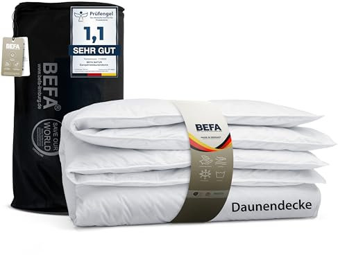 BEFA NATUR Daunendecke Sommer 135x200 cm (2 Stück) | 60% Daunen & 40% Federn | atmungsaktiv & pflegeleicht | Allergiker (NOMITE) | Tierwohl (DOWNPASS) | Oeko-TEX Klasse 1 | Made in Germany