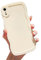 Ownest Compatible with iPhone XR Case Cute Curvy Simple Wave Frame Case Aesthetic Design Solid Color Girls Women TPU Shockproof Silicone Slim Phone Case Cover for iPhone XR - Beige