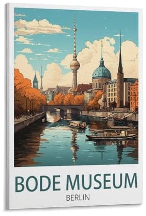 Bode Museum Berlin Vintage-Reiseposter Landschaft, 40 x 60 cm, Leinwand-Kunstdruck, Gemälde für Wanddekoration, Wohnzimmer, Schlafzimmer