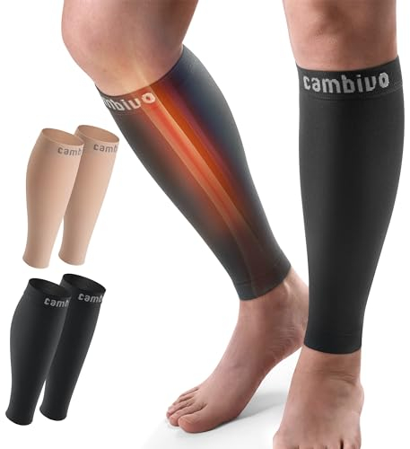 CAMBIVO Medias de Compresión Mujer Hombre 2Pares, Calcetines Compresion sin Pie, Pantorrilleras Compresion 20-30mmHg, Medias de Compresion Varices, para Circulacion Piernas, Cansadas, Deporte