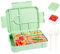 QCQHDU Brotdose mit 7 Fächern & Besteck, 1330ml Lunchbox Erwachsene/Kinder, Mikrowellen- und Spülmaschinenfest, Bento Box mit Kühlschrankfunktion, Vesperbox für Familie(grün)